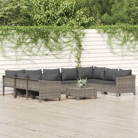 10-teiliges Gartenmöbel-Set und graue synthetische Rattankissen von vidaXL, Gartensets - Ref: Foro24-3187305, Preis: 670,57 €...