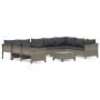 Set de muebles de jardín 10 pzas y cojines ratán sintético gris de vidaXL, Conjuntos de jardín - Ref: Foro24-3187305, Precio:...