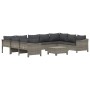 Set de muebles de jardín 10 pzas y cojines ratán sintético gris de vidaXL, Conjuntos de jardín - Ref: Foro24-3187305, Precio:...