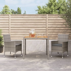 3-piece garden dining set with gray synthetic rattan cushions by vidaXL, Garden sets - Ref: Foro24-3187404, Price: 225,99 €, ...