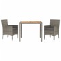 Set comedor de jardín 3 piezas con cojines ratán sintético gris de vidaXL, Conjuntos de jardín - Ref: Foro24-3187404, Precio:...