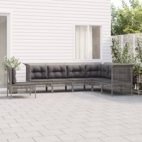 7-piece garden furniture set and gray synthetic rattan cushions by vidaXL, Garden sets - Ref: Foro24-3187528, Price: 343,40 €...