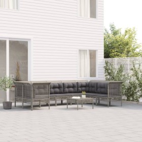 Garden furniture set 9 pieces and gray synthetic rattan cushions by vidaXL, Garden sets - Ref: Foro24-3187480, Price: 449,99 ...