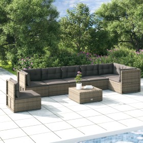 7-teiliges Gartenmöbel-Set und graue synthetische Rattankissen von vidaXL, Gartensets - Ref: Foro24-3187216, Preis: 617,61 €,...