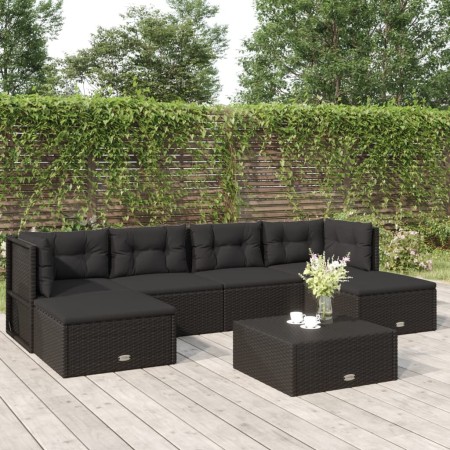 Garden furniture set, 6 pieces, with black synthetic rattan cushions. by vidaXL, Garden sets - Ref: Foro24-3187151, Price: 46...