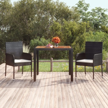 Mesa de jardín superficie de madera ratán PE negro 90x90x75 cm de vidaXL, Mesas de jardín - Ref: Foro24-319897, Precio: 153,3...