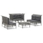 Set de muebles de jardín 7 pzas y cojines ratán sintético gris de vidaXL, Conjuntos de jardín - Ref: Foro24-3187491, Precio: ...