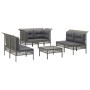 Set de muebles de jardín 7 pzas y cojines ratán sintético gris de vidaXL, Conjuntos de jardín - Ref: Foro24-3187491, Precio: ...