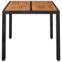 Mesa de jardín superficie de madera ratán PE negro 90x90x75 cm de vidaXL, Mesas de jardín - Ref: Foro24-319897, Precio: 153,3...