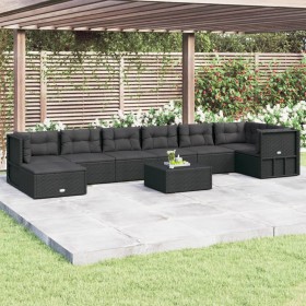 8-teiliges Gartenmöbel-Set und schwarze synthetische Rattankissen von vidaXL, Gartensets - Ref: Foro24-3187140, Preis: 680,99...