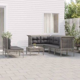 8-teiliges Gartenmöbel-Set und Kissen synthetisches Rattangrau von vidaXL, Gartensets - Ref: Foro24-3187539, Preis: 398,34 €,...