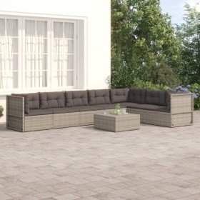 7-teiliges Gartenmöbel-Set und graue synthetische Rattankissen von vidaXL, Gartensets - Ref: Foro24-3187204, Preis: 618,99 €,...