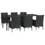 Set de comedor de jardín 7 pzas y cojines ratán sintético negro de vidaXL, Conjuntos de jardín - Ref: Foro24-3187328, Precio:...