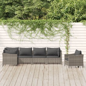 6-teiliges Gartenmöbel-Set und graue synthetische Rattankissen von vidaXL, Gartensets - Ref: Foro24-3187282, Preis: 474,48 €,...