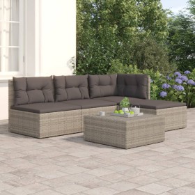 4-teiliges Gartenmöbel-Set und graue synthetische Rattankissen von vidaXL, Gartensets - Ref: Foro24-3187189, Preis: 350,99 €,...