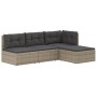 Set de muebles de jardín 4 pzas y cojines ratán sintético gris de vidaXL, Conjuntos de jardín - Ref: Foro24-3187189, Precio: ...