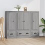 Tall highboard 3 pieces plywood gray Sonoma by vidaXL, Sideboards - Ref: Foro24-3185301, Price: 233,19 €, Discount: %