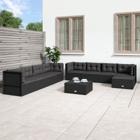 9-teiliges Gartenmöbel-Set und schwarze synthetische Rattankissen von vidaXL, Gartensets - Ref: Foro24-3187095, Preis: 817,99...