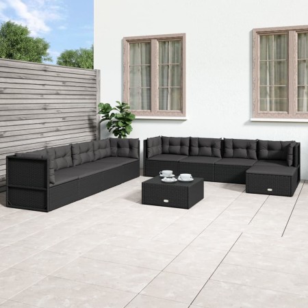 9-teiliges Gartenmöbel-Set und schwarze synthetische Rattankissen von vidaXL, Gartensets - Ref: Foro24-3187095, Preis: 818,72...