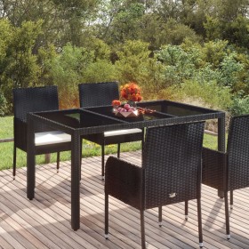 Garden table glass surface PE rattan black 150x90x75 cm by vidaXL, Garden tables - Ref: Foro24-319899, Price: 176,09 €, Disco...