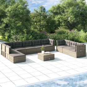 10-teiliges Gartenmöbel-Set und graue synthetische Rattankissen von vidaXL, Gartensets - Ref: Foro24-3187251, Preis: 895,99 €...