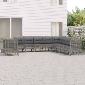 11-teiliges Gartenmöbel-Set und graue synthetische Rattankissen von vidaXL, Gartensets - Ref: Foro24-3187537, Preis: 568,12 €...