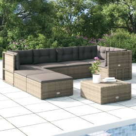 7-teiliges Gartenmöbel-Set und graue synthetische Rattankissen von vidaXL, Gartensets - Ref: Foro24-3187231, Preis: 615,99 €,...