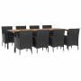 Set de comedor de jardín 9 pzas y cojines ratán sintético negro de vidaXL, Conjuntos de jardín - Ref: Foro24-3187402, Precio:...