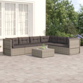 6-teiliges Gartenmöbel-Set und graue synthetische Rattankissen von vidaXL, Gartensets - Ref: Foro24-3187202, Preis: 514,20 €,...