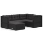 Set de muebles de jardín 5 pzas y cojines ratán sintético negro de vidaXL, Conjuntos de jardín - Ref: Foro24-3187111, Precio:...