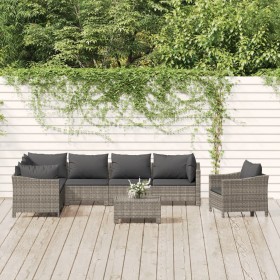 8-piece garden furniture set and gray synthetic rattan cushions by vidaXL, Garden sets - Ref: Foro24-3187287, Price: 627,25 €...