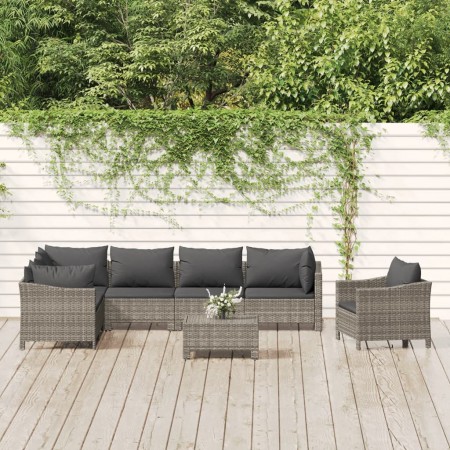 8-piece garden furniture set and gray synthetic rattan cushions by vidaXL, Garden sets - Ref: Foro24-3187287, Price: 602,99 €...