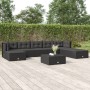 Set de muebles de jardín 8 pzas y cojines ratán sintético negro de vidaXL, Conjuntos de jardín - Ref: Foro24-3187154, Precio:...