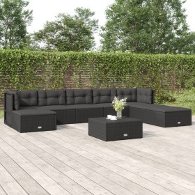 8-teiliges Gartenmöbel-Set und schwarze synthetische Rattankissen von vidaXL, Gartensets - Ref: Foro24-3187154, Preis: 589,99...