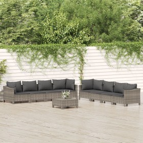 9-teiliges Gartenmöbel-Set und graue synthetische Rattankissen von vidaXL, Gartensets - Ref: Foro24-3187268, Preis: 583,99 €,...