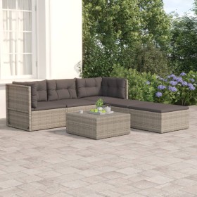 5-teiliges Gartenmöbel-Set und Kissen synthetisches Rattangrau von vidaXL, Gartensets - Ref: Foro24-3187191, Preis: 425,22 €,...