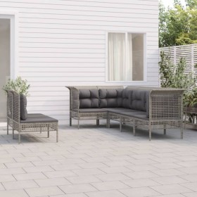 7-piece garden furniture set and gray synthetic rattan cushions by vidaXL, Garden sets - Ref: Foro24-3187538, Price: 343,99 €...