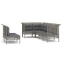 Set de muebles de jardín 7 pzas y cojines ratán sintético gris de vidaXL, Conjuntos de jardín - Ref: Foro24-3187538, Precio: ...