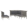 Set de muebles de jardín 7 pzas y cojines ratán sintético gris de vidaXL, Conjuntos de jardín - Ref: Foro24-3187538, Precio: ...