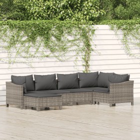 6-teiliges Gartenmöbel-Set und graue synthetische Rattankissen von vidaXL, Gartensets - Ref: Foro24-3187291, Preis: 450,99 €,...