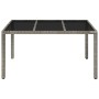 Garden table with grey PE rattan surface and glass top, measuring 150x90x75 cm. by vidaXL, Garden tables - Ref: Foro24-319900...