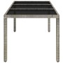 Garden table with grey PE rattan surface and glass top, measuring 150x90x75 cm. by vidaXL, Garden tables - Ref: Foro24-319900...