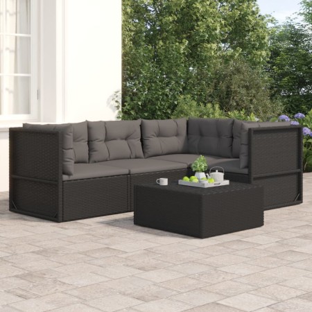 Gartenset mit Kissen 4-teilig aus schwarzem synthetischem Rattan von vidaXL, Gartensets - Ref: Foro24-3187110, Preis: 311,74 ...