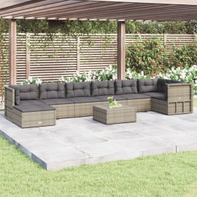 8-teiliges Gartenmöbel-Set und graue synthetische Rattankissen von vidaXL, Gartensets - Ref: Foro24-3187223, Preis: 746,99 €,...