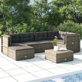 6-teiliges Gartenmöbel-Set und graue synthetische Rattankissen von vidaXL, Gartensets - Ref: Foro24-3187230, Preis: 543,86 €,...