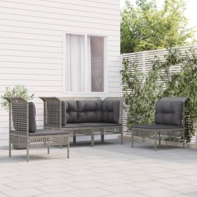 4-teiliges Gartenmöbel-Set und graue synthetische Rattankissen von vidaXL, Gartensets - Ref: Foro24-3187484, Preis: 206,76 €,...