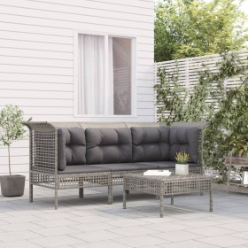 4-teiliges Gartenmöbel-Set und Kissen synthetisches Rattangrau von vidaXL, Gartensets - Ref: Foro24-3187475, Preis: 218,99 €,...