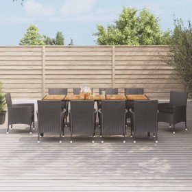 Set de comedor jardín 11 pzas con cojines ratán sintético negro de vidaXL, Conjuntos de jardín - Ref: Foro24-3187403, Precio:...