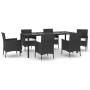 Set de comedor de jardín 7 pzas y cojines ratán sintético negro de vidaXL, Conjuntos de jardín - Ref: Foro24-3187320, Precio:...