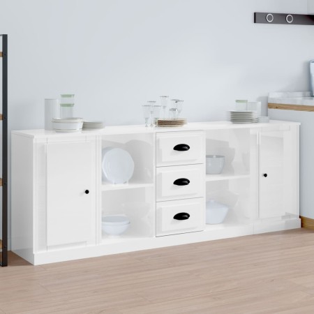 Sideboards 3 Einheiten aus glänzend weißem Sperrholz von vidaXL, Sideboards - Ref: Foro24-3185257, Preis: 172,39 €, Rabatt: %